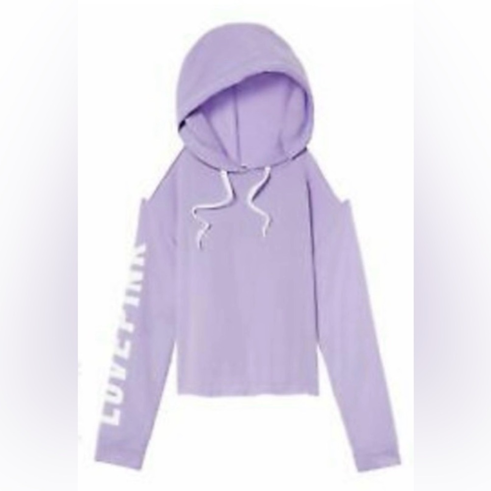 PINK VICTORIA’S SECRET Lilac Cold-Shoulder Hoodie Sweater